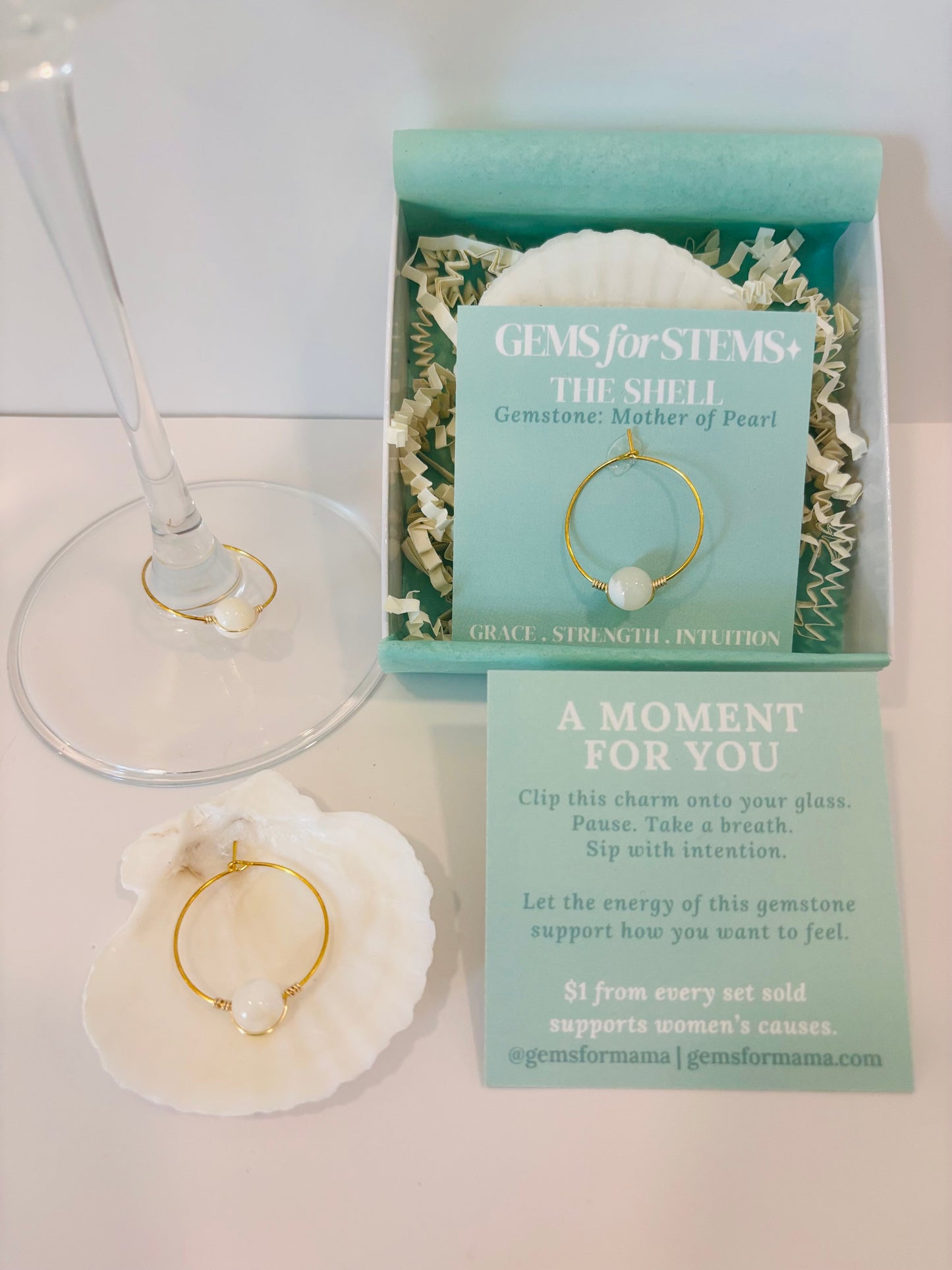 The Shell | Mother of Pearl Glass Charm for Grace, Intuition & Inner Strength