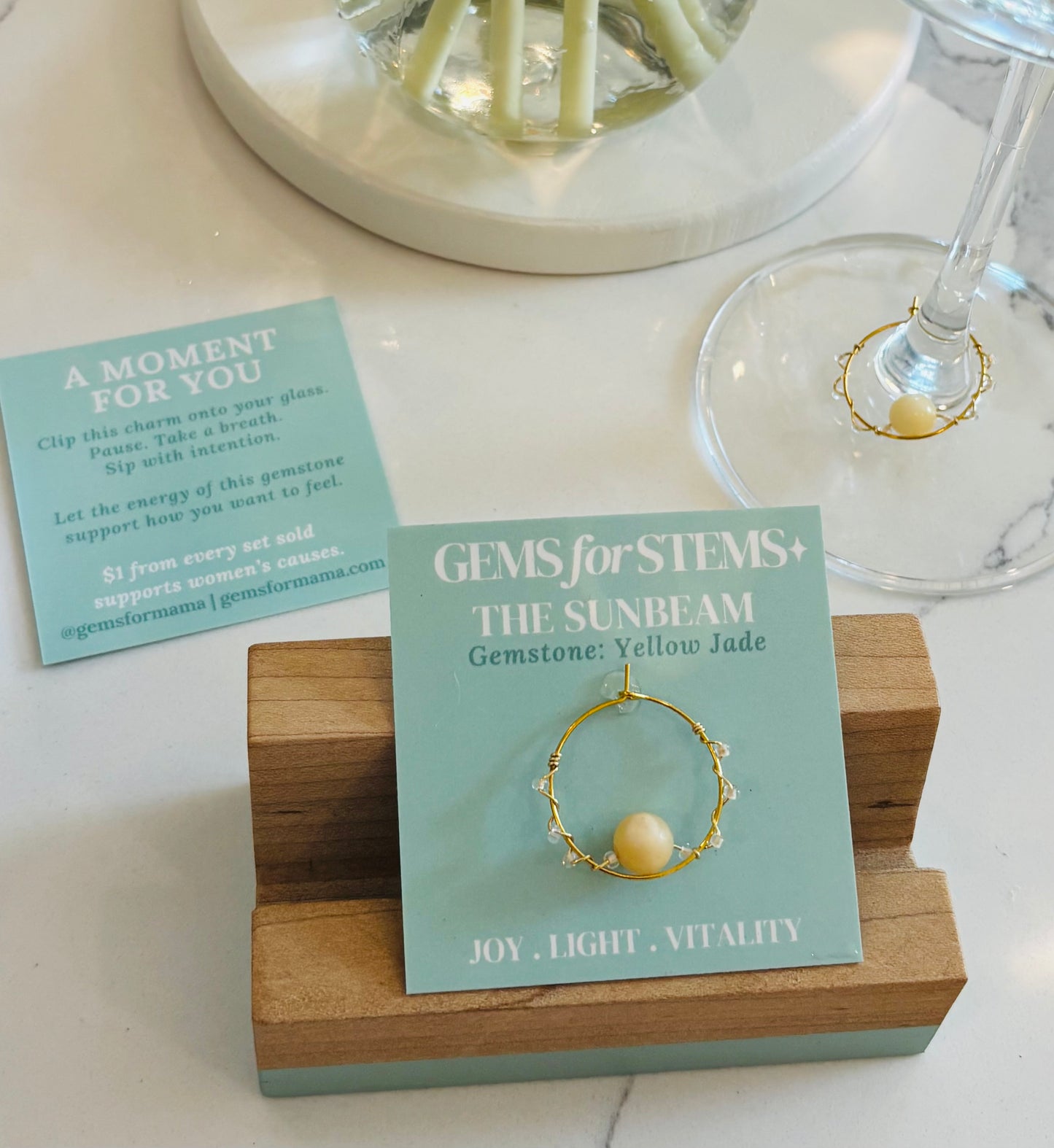 The Sunbeam | Yellow Jade Glass Charm for Joy, Vitality & Light