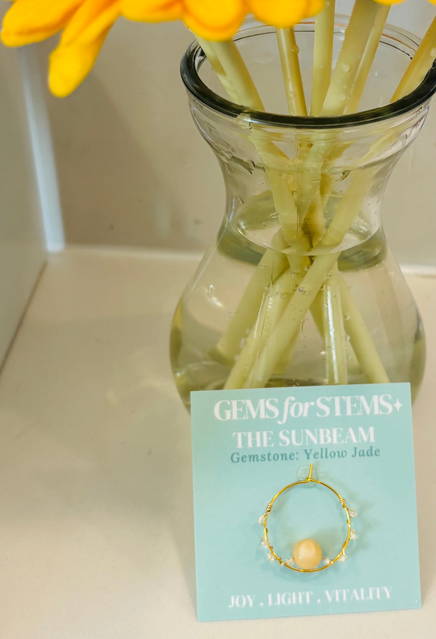 The Sunbeam | Yellow Jade Glass Charm for Joy, Vitality & Light