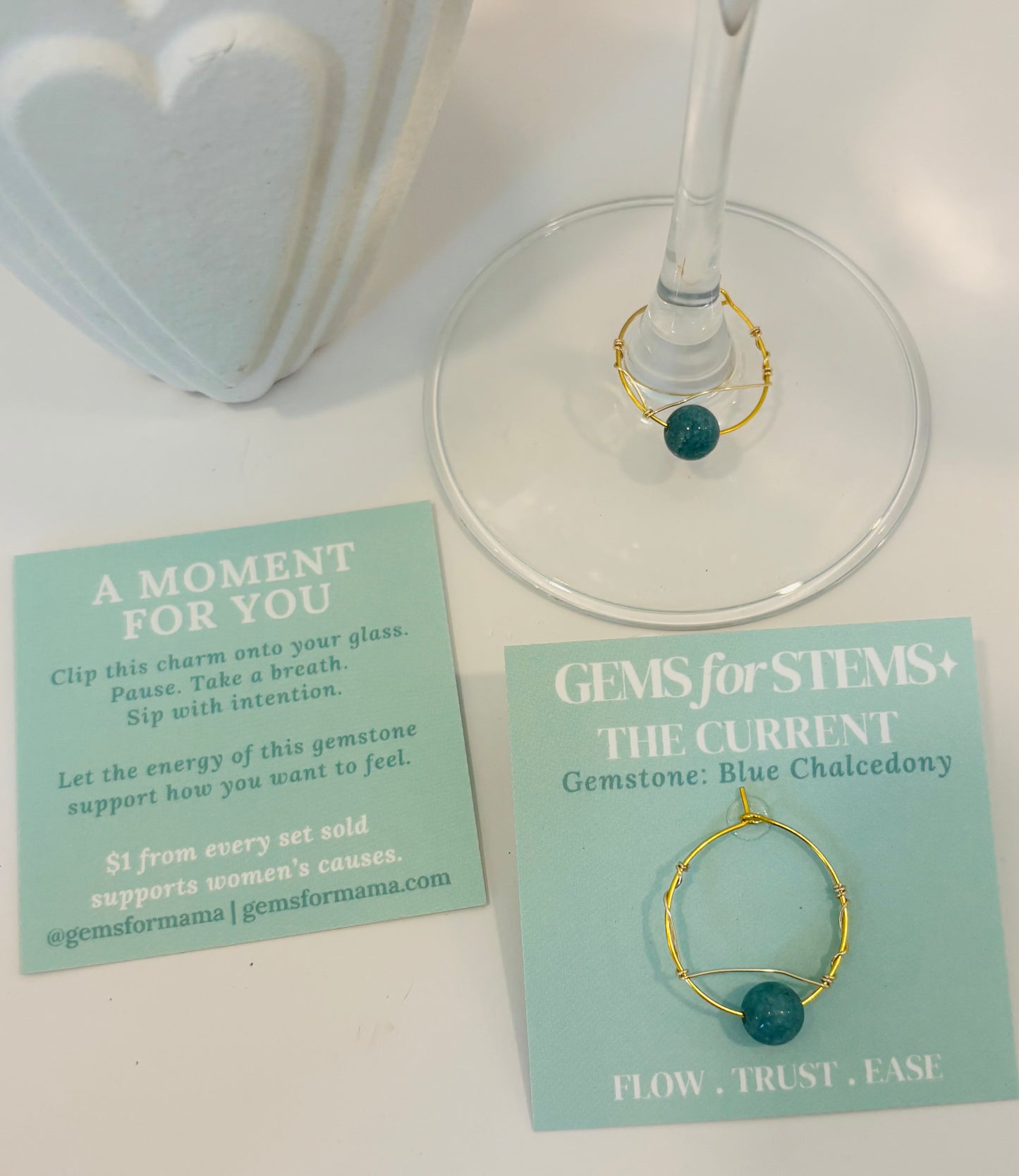 The Current | Blue Chalcedony Glass Charm for Flow, Trust & Ease