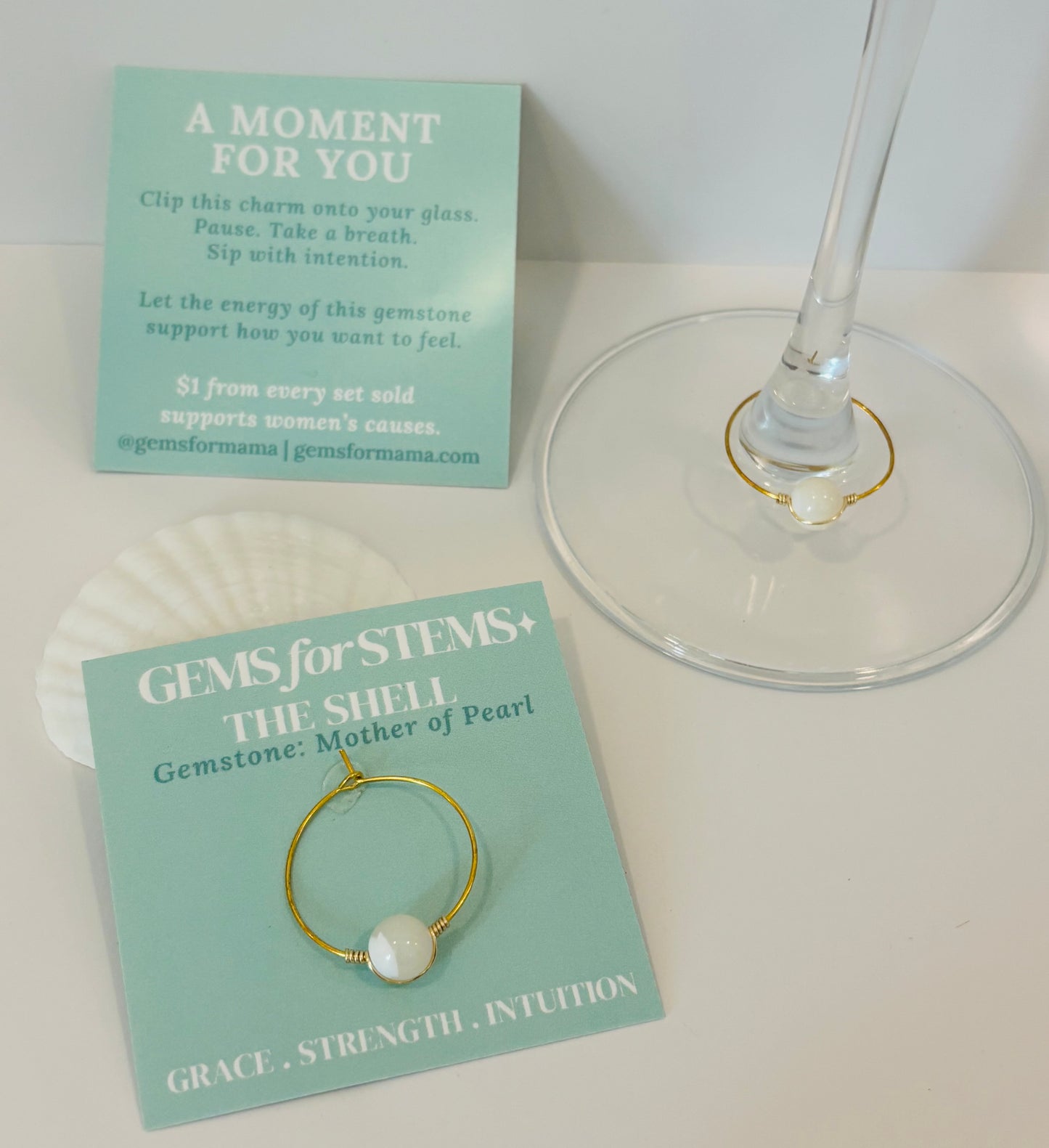 The Shell | Mother of Pearl Glass Charm for Grace, Intuition & Inner Strength