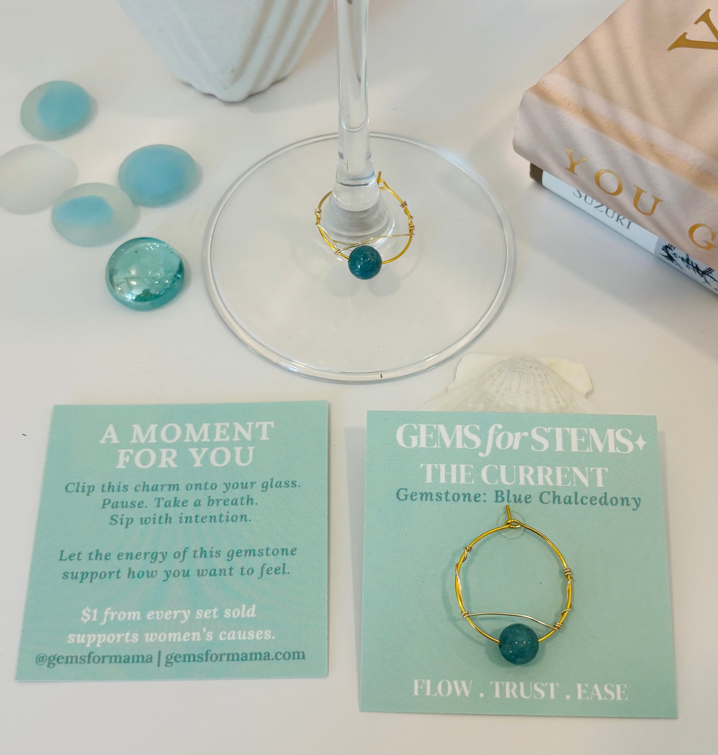 The Current | Blue Chalcedony Glass Charm for Flow, Trust & Ease
