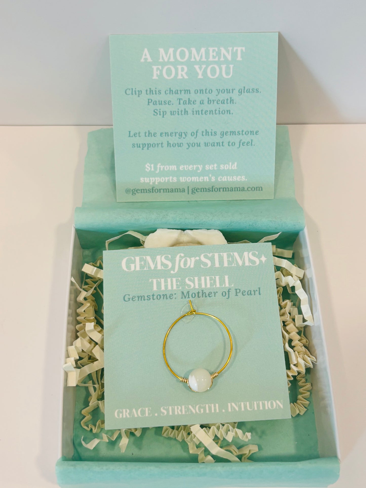 The Shell | Mother of Pearl Glass Charm for Grace, Intuition & Inner Strength
