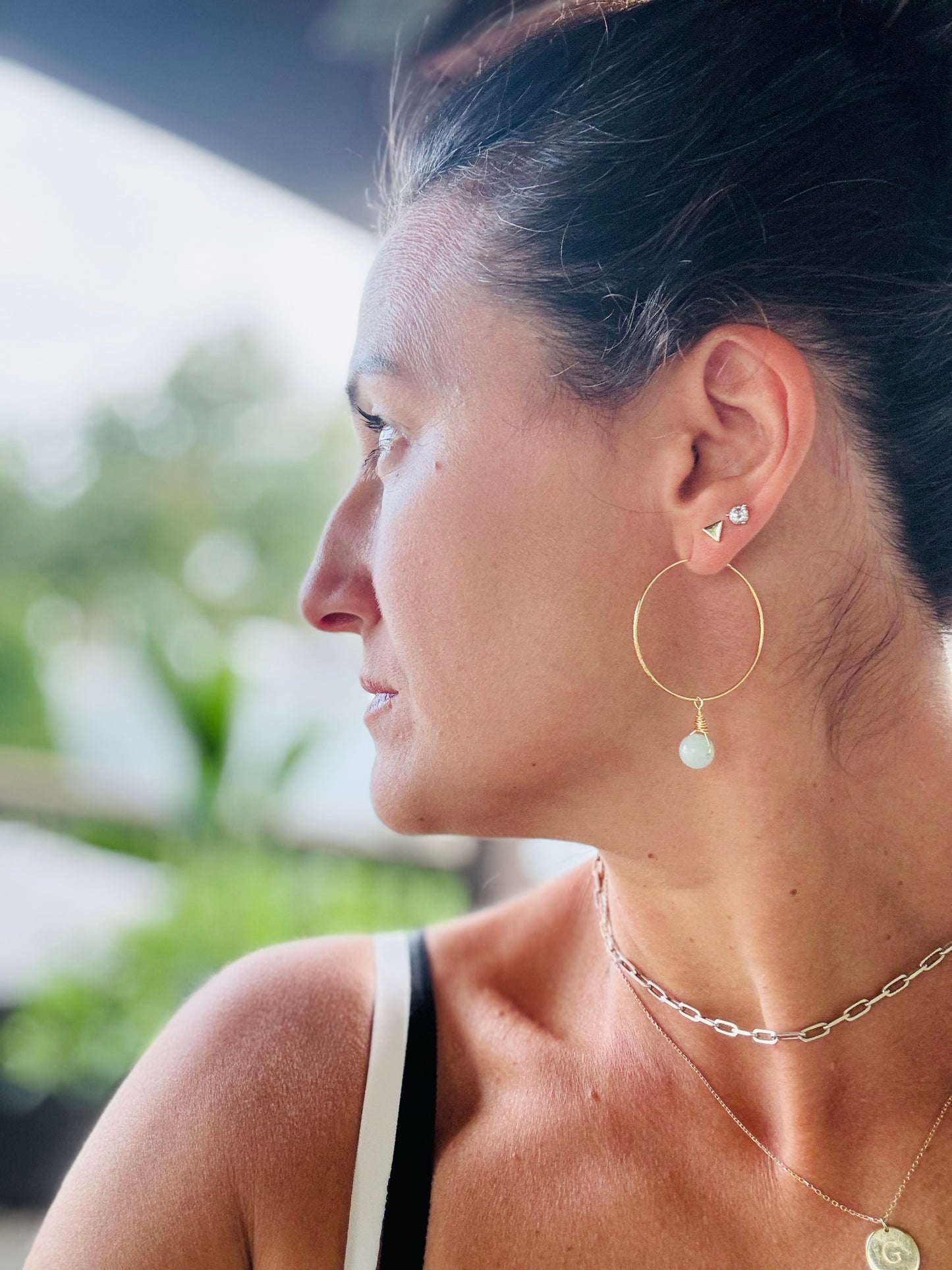 Gem Drop – Seafoam Amazonite Crystal Hoops