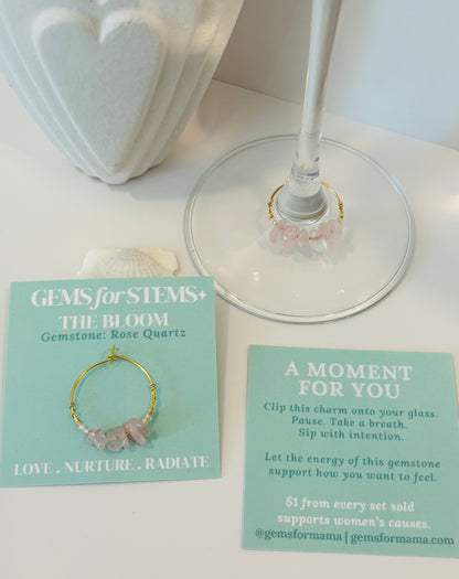The Bloom | Rose Quartz Glass Charm for Love, Nurture & Radiance