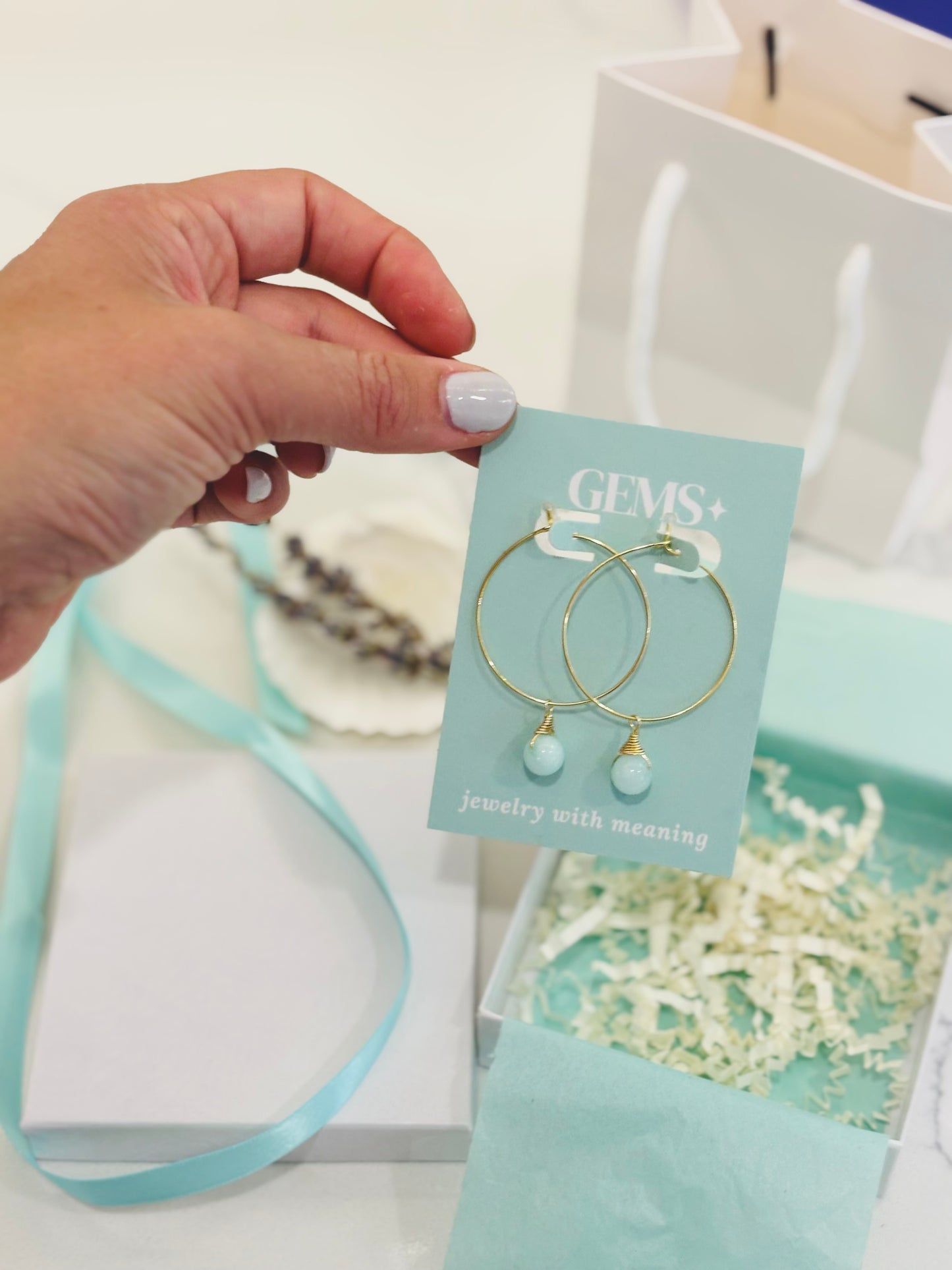 Gem Drop – Seafoam Amazonite Crystal Hoops