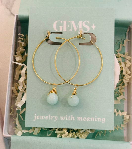 Gem Drop – Seafoam Amazonite Crystal Hoops