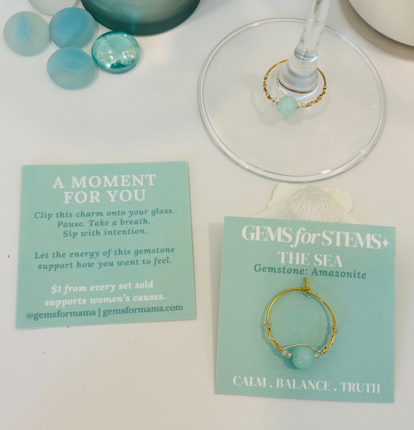 The Sea | Amazonite Glass Charm for Calm, Balance & Clarity