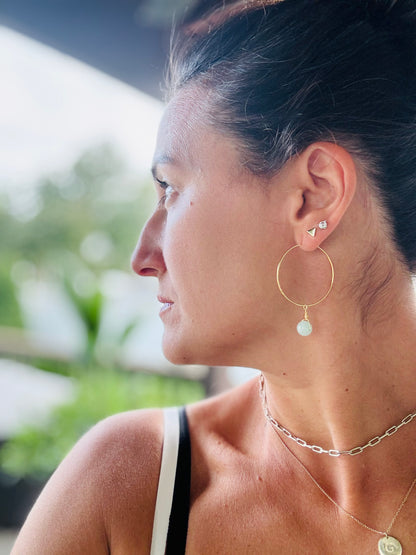 Gem Drop – Seafoam Amazonite Crystal Hoops