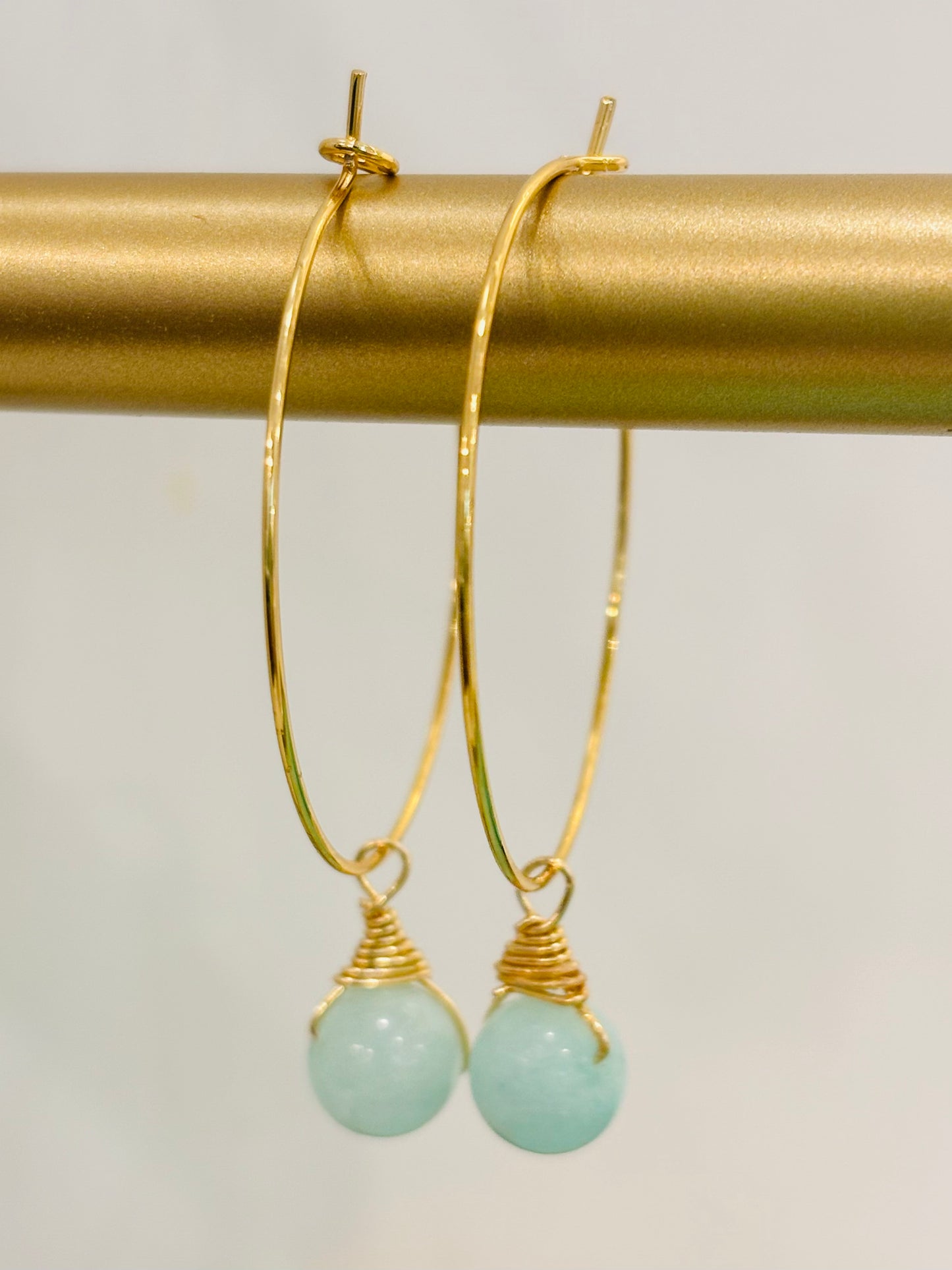 Gem Drop – Seafoam Amazonite Crystal Hoops