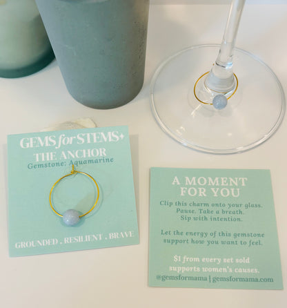 The Anchor | Aquamarine Glass Charm for Grounding, Strength & Resilience